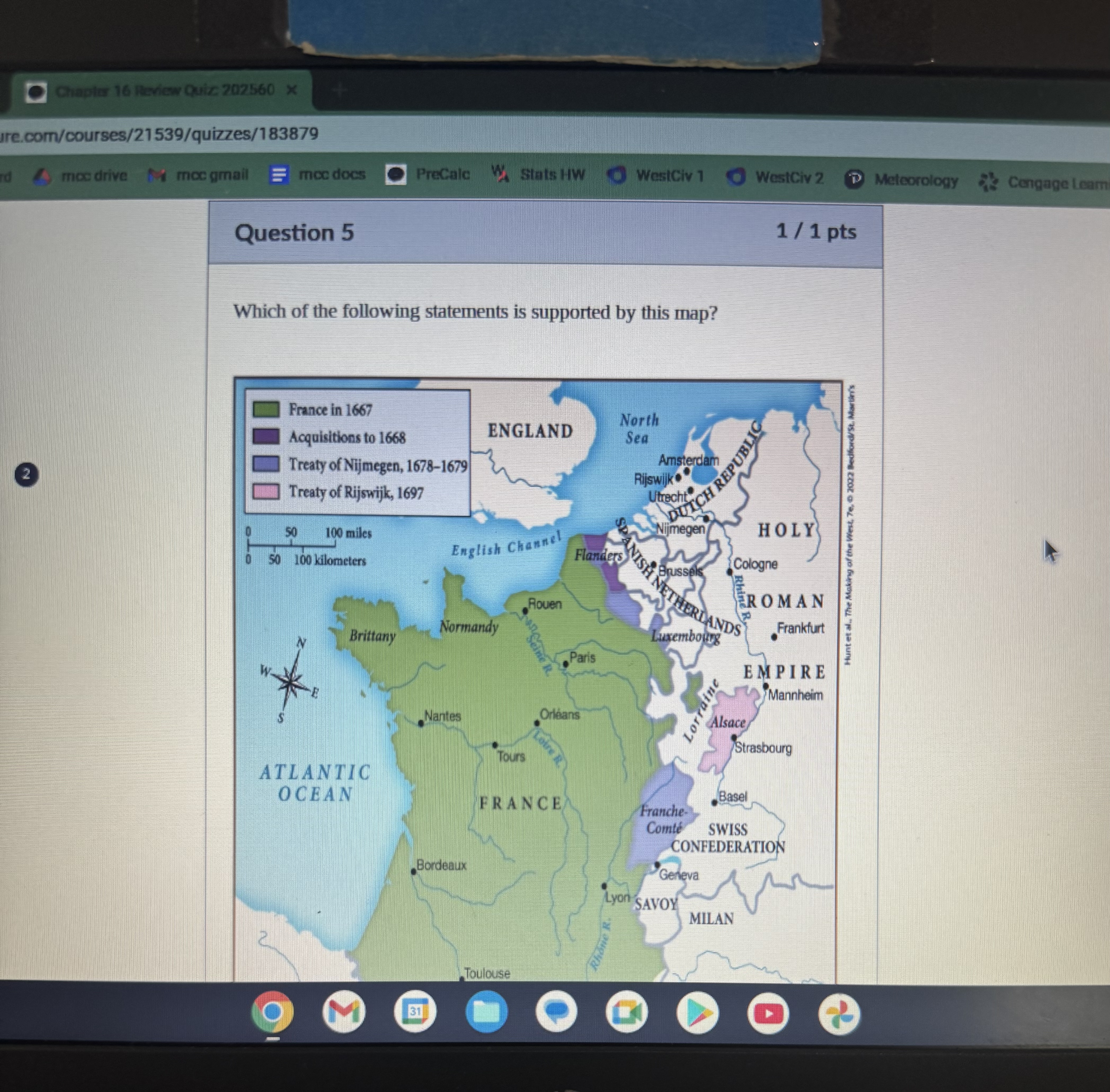 <p>Which of the following statements is supported by this map?</p>