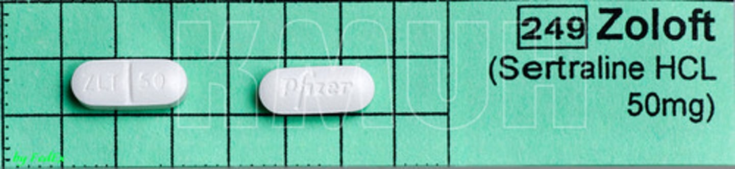 <p>Brand: Zoloft</p><p>Class: Selective serotonin reuptake inhibitor (SSRI)</p>