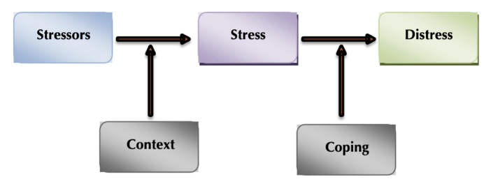 <p>Stressor, stress, distress process model</p>