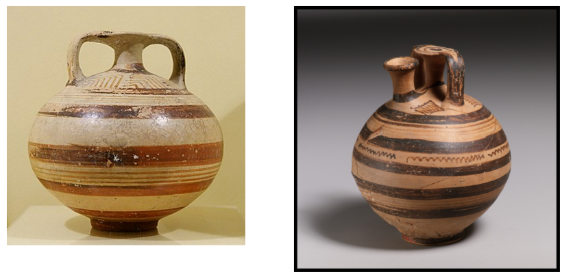 <p>amphorae with bands and geometric patterns ( Mycenae ) </p>