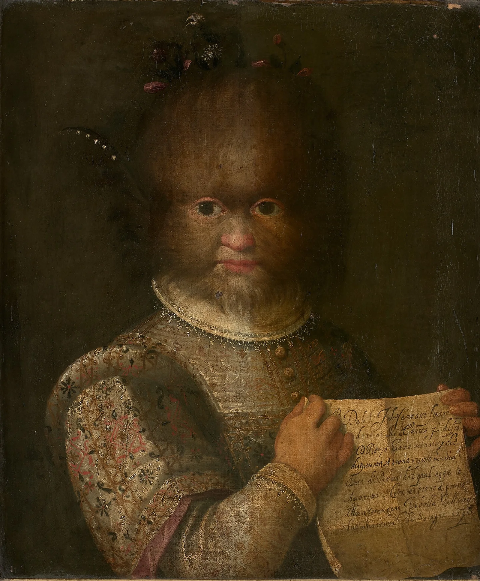 <p>Peintresse manièriste de l’écolde romaine</p><p>Portrait d’antonietta atteint d’une malaide, il y a une certaine sensibilité, pas de moquerie. </p>