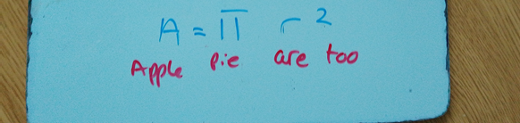 <p>A= Pi r squared</p>