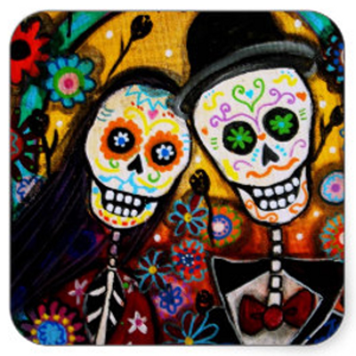 <p>The Southwest, because residents are influenced by Spanish Catholicism.</p><p>Why? The Day of the Dead figures in the image are associated with Spanish Catholicism, which diffused from Spain and Mexico, and are most likely found in the cultural landscape of the United States Southwest.</p>
