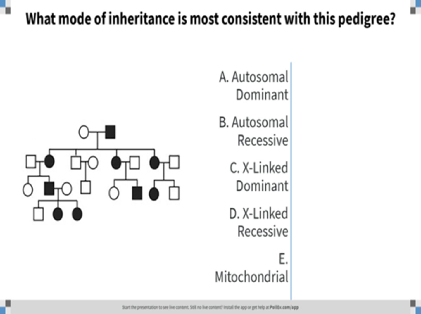 <p>Identify the pattern of inheritance:</p>
