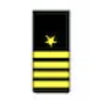 <p>Four gold 1/2-inch stripes below a gold five pointed star (O6)</p>
