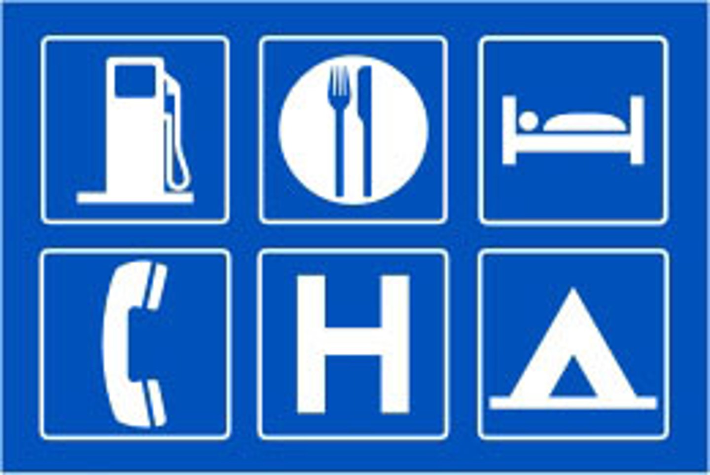 <p>Blue with white letters and symbols</p>