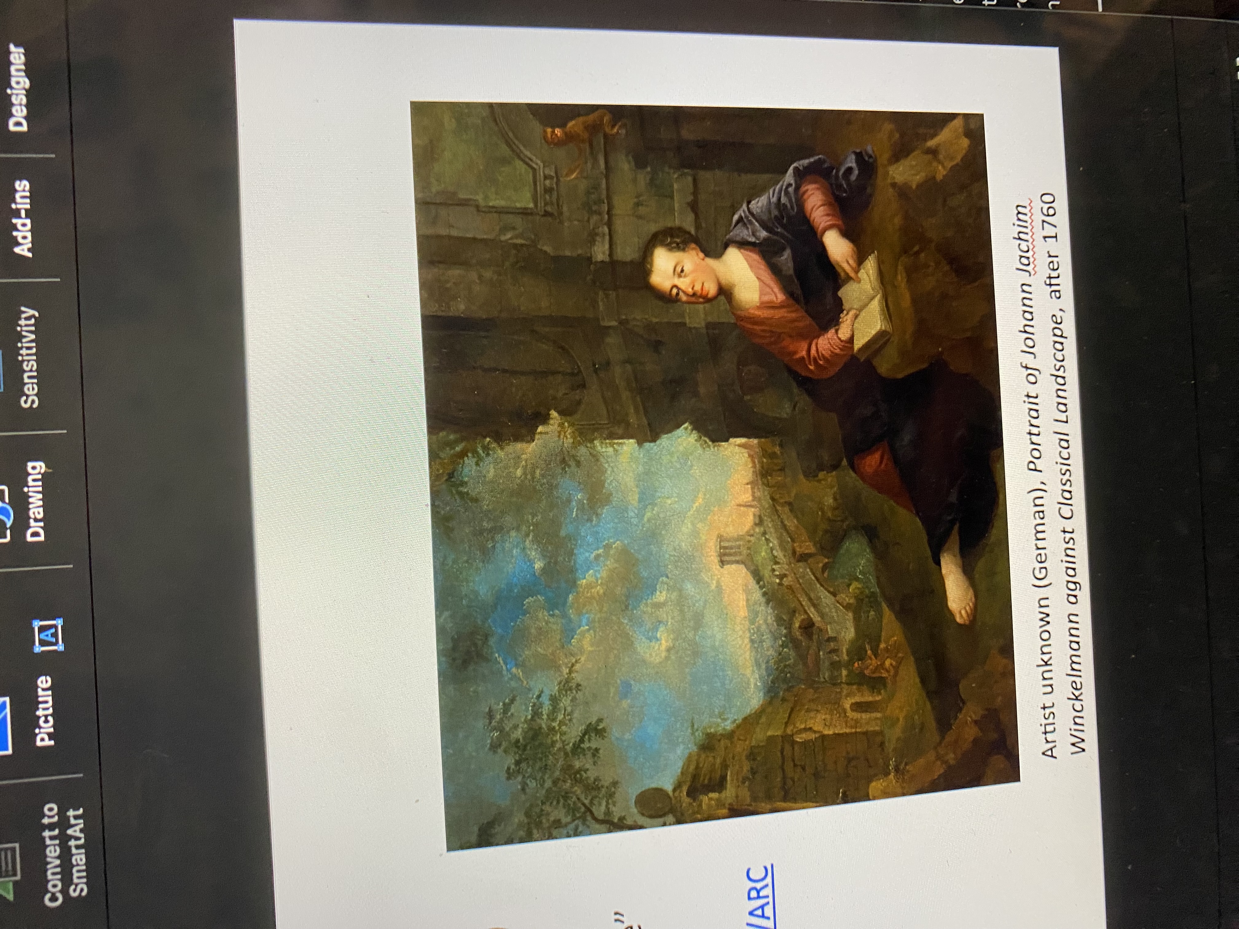 <p><span>Artist unknown (German), <em>Portrait of Johann Jachim Winckelmann against Classical Landscape</em>, after 1760</span></p>