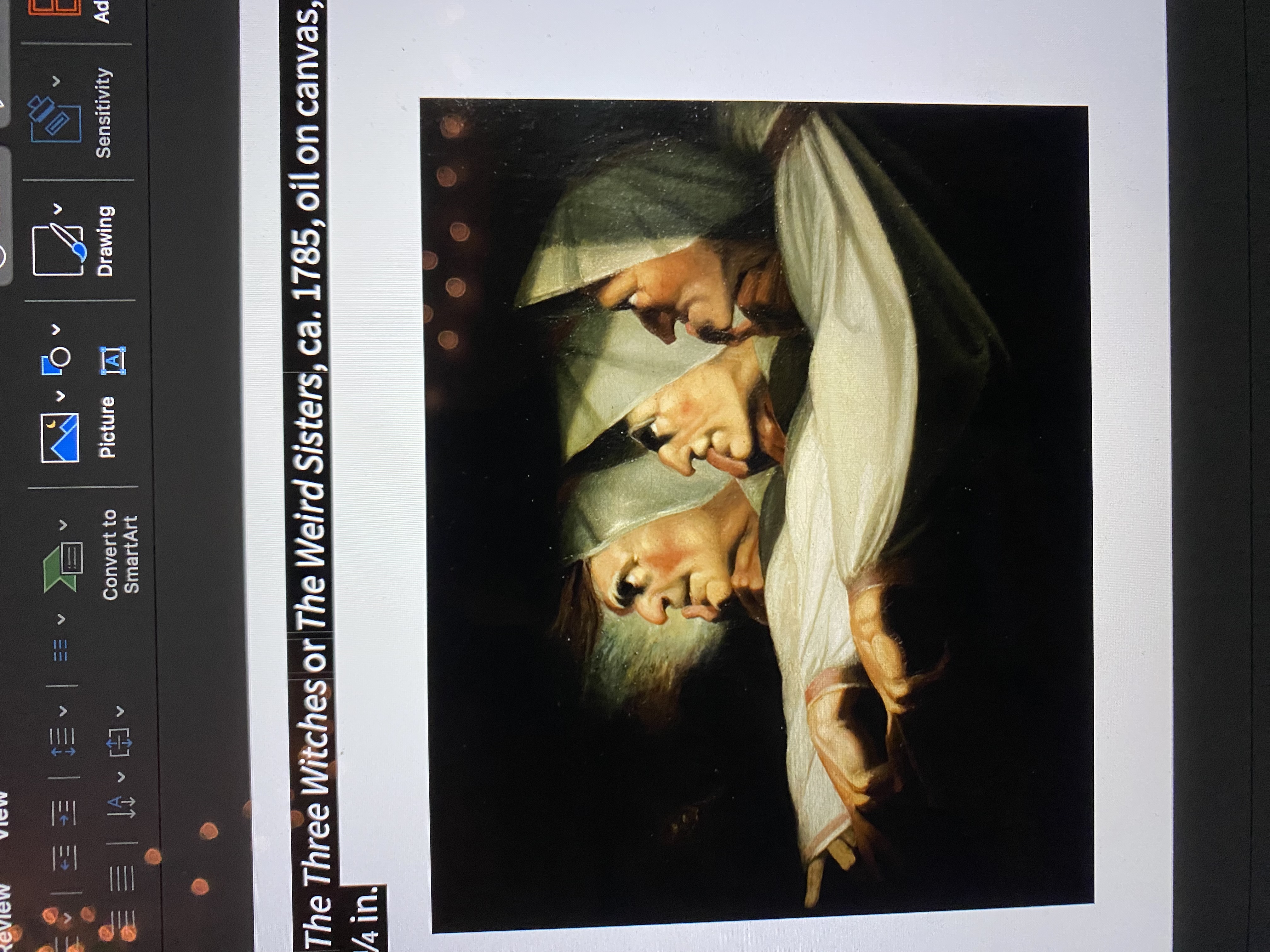<p><span>Fuseli , The Three Witches&nbsp;or&nbsp;The Weird Sisters, ca. 1785, oil on canvas, 24 ¾ x 30 ¼ in.</span></p>