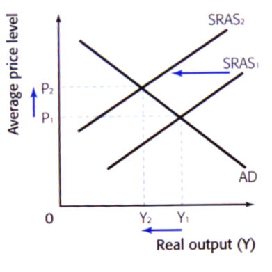 <p>decrease in SRAS</p>
