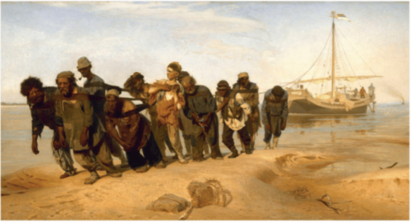 <p>? (boatmen who haul a barge by ropes)</p>