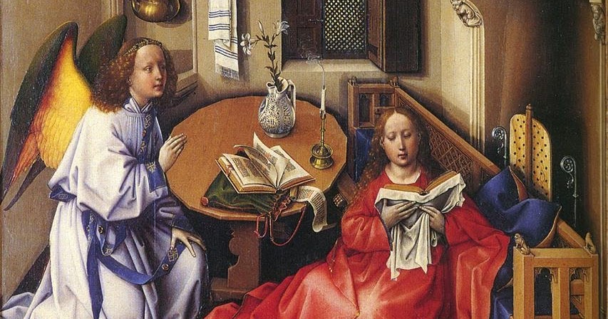 <p>FLEMISH RENAISSANCE, Robert Campin, 1428</p><ul><li><p>no interactions, no human dramatics</p></li><li><p>microscopic focus on objects = symbols</p></li></ul><p></p>
