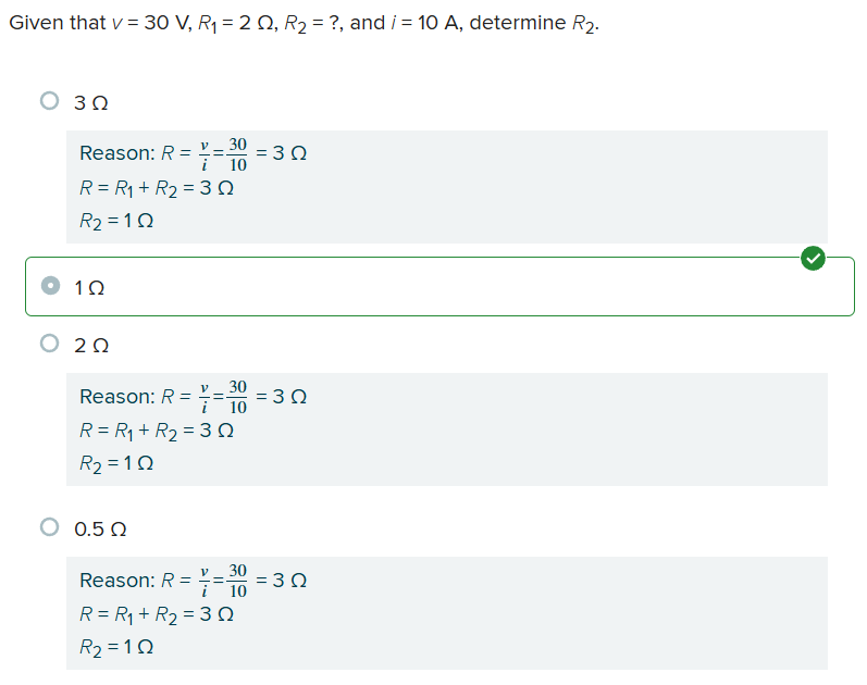 <p>b. 1&nbsp;Ω</p>