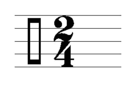 <p>the meter signature below denotes ___ beats per measure and the __ note represents the length of one beat. Use standard american terminology (dotted half note)</p>