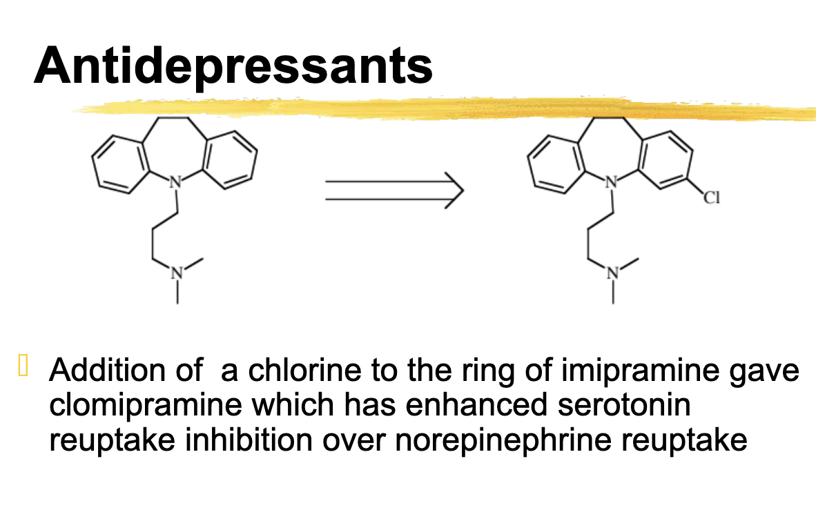 <p>Enhances effect 5HT over NE reuptake </p>