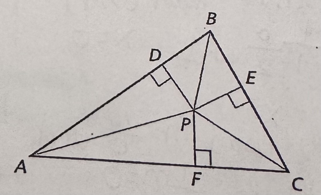 <p>The incenter of a triangle is equidistant from the sides of the triangle.</p><p>If AP, BP, and CP are angle bisectors of</p><p>ABC, then PD = PE=PF.</p>