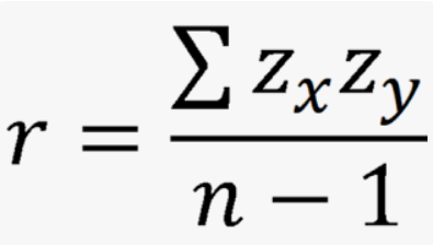 <p>product of the z-scores (x and y) over n-1</p>
