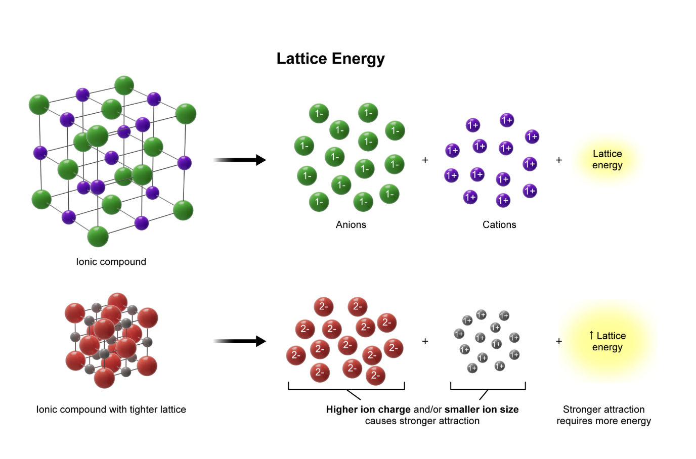 <p>the energy required to separate an ionic compound’s cations and anions </p>