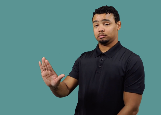<p>Place a FLAT palm towards the ground</p>