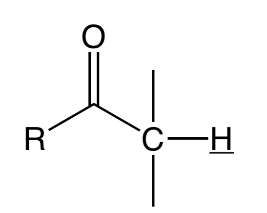 <p><span>alpha proton (i.e. proton adjacent to carbonyl)</span></p>