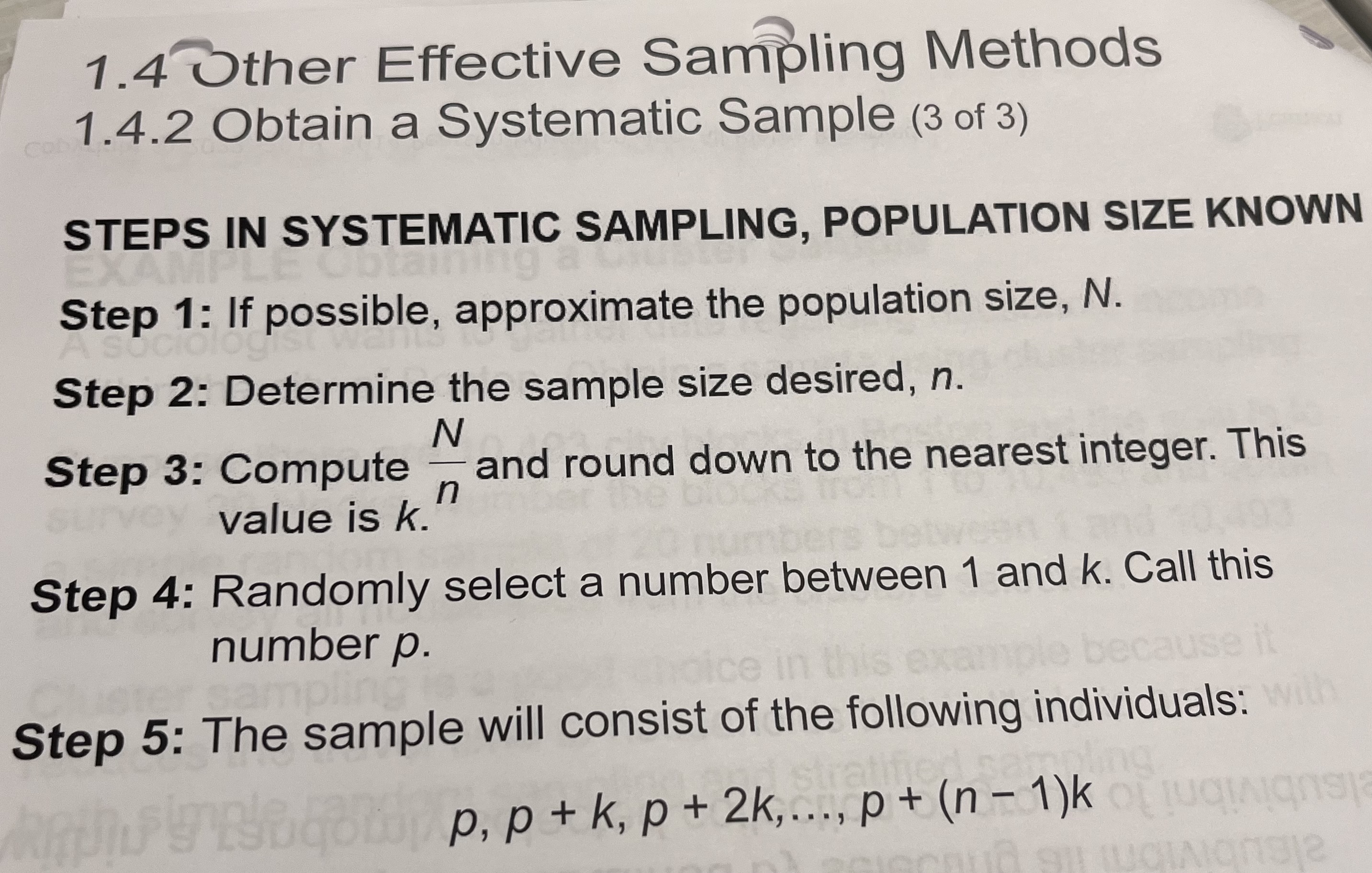 <ul><li><p>researchers select members of the population at a regular interval</p></li><li><p>for example, by selecting every 15th</p></li></ul><p></p>