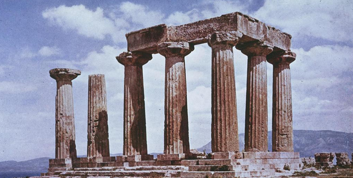 <p>Ancient greek temple which has an open space surrounded by a collonade</p><p>ex. temple of Apollo at Corinth c. 550 B.C. one of the earliest stone-built Doric temples. </p>