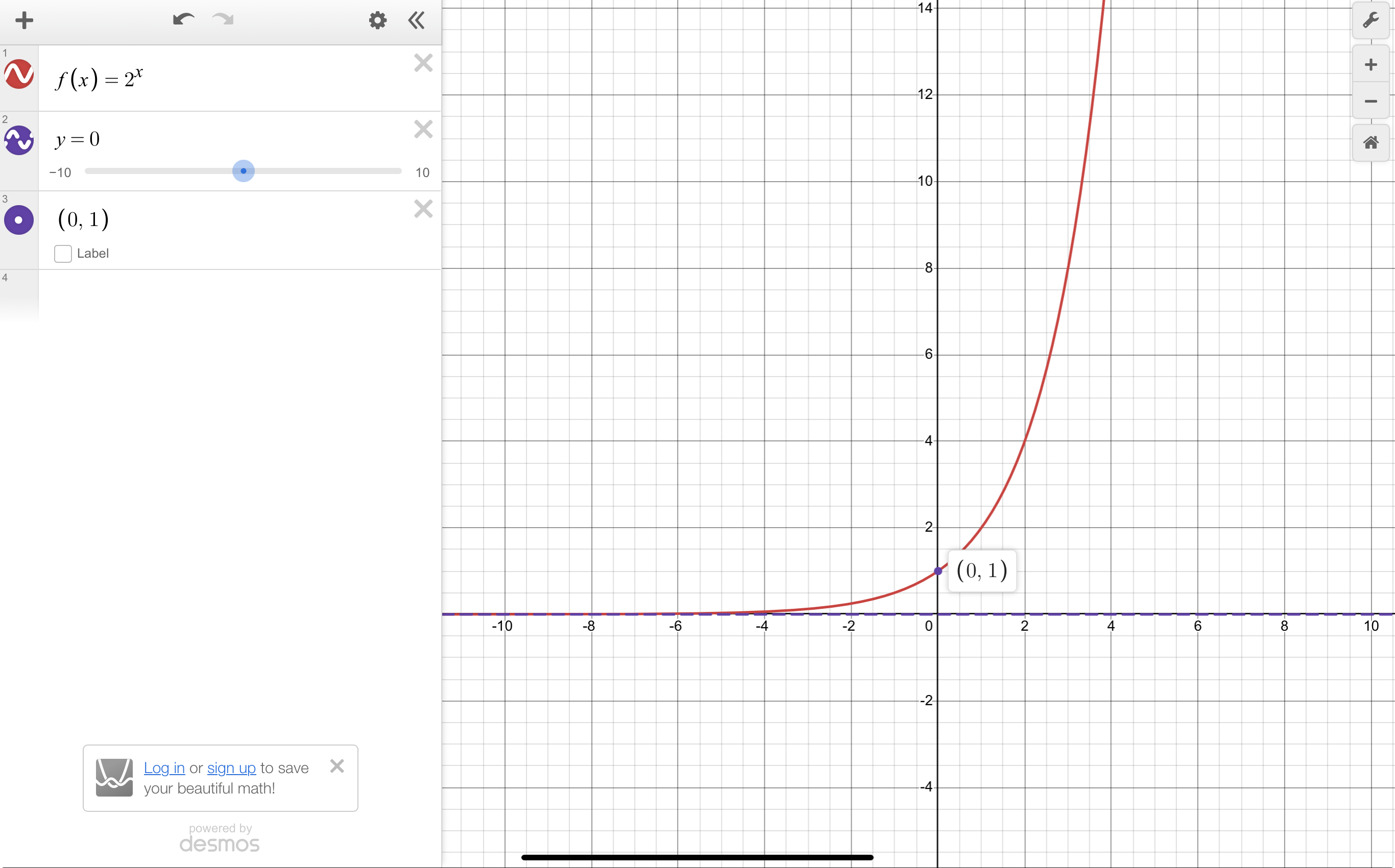 <p>i.e. f(x)$$=2^{x}$$ </p>
