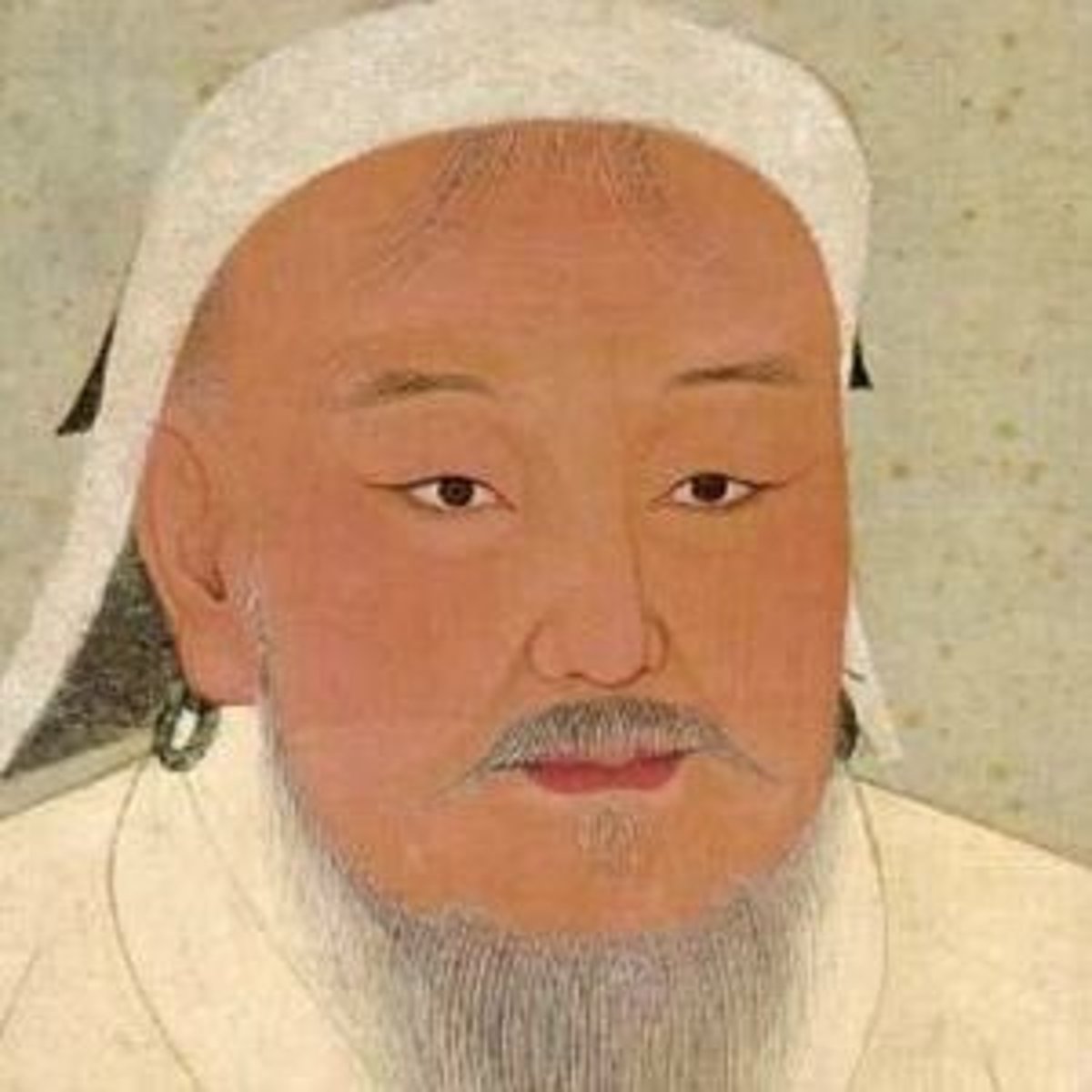 <p>the founder and Great Khan of the Mongol Empire. Born Temujin in 1162, he united the Mongol chieftains</p>