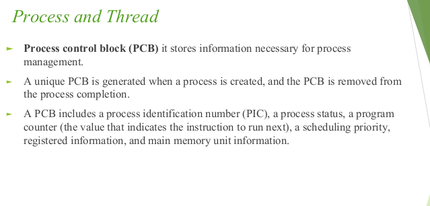 <p>Process control block (PCB)</p>