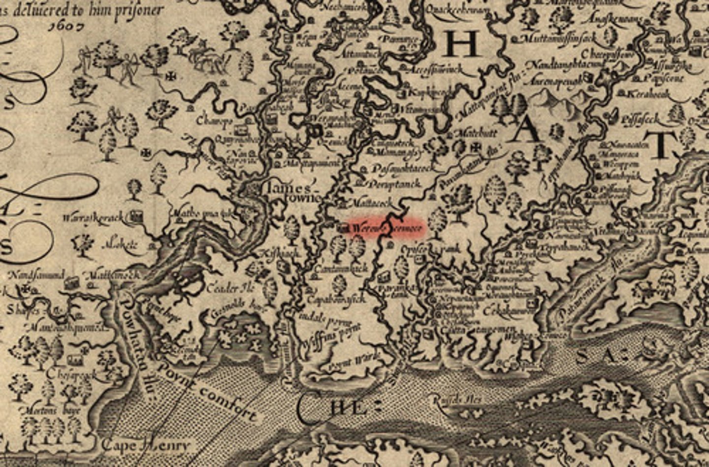 <p>This was a large Indian town used by Indian leaders, such as Chief Powhatan, for several hundred years before the English settlers came.</p>