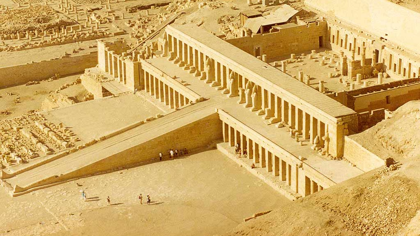 <p><span>Mortuary temple complex, limestone and granite with painted reliefs. 1472-1458 BCE New Kingdom, Dynasty 18, Boston, Museum of Fine Arts</span></p>