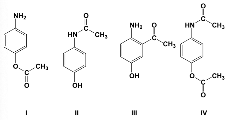 <p>Which is the major product of the reaction of 4-aminophenol with 1 equivalent of acetic anhydride?</p>