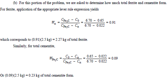 <p>2.27 kg of Ferrite, 0.23 kg of total cementite</p>