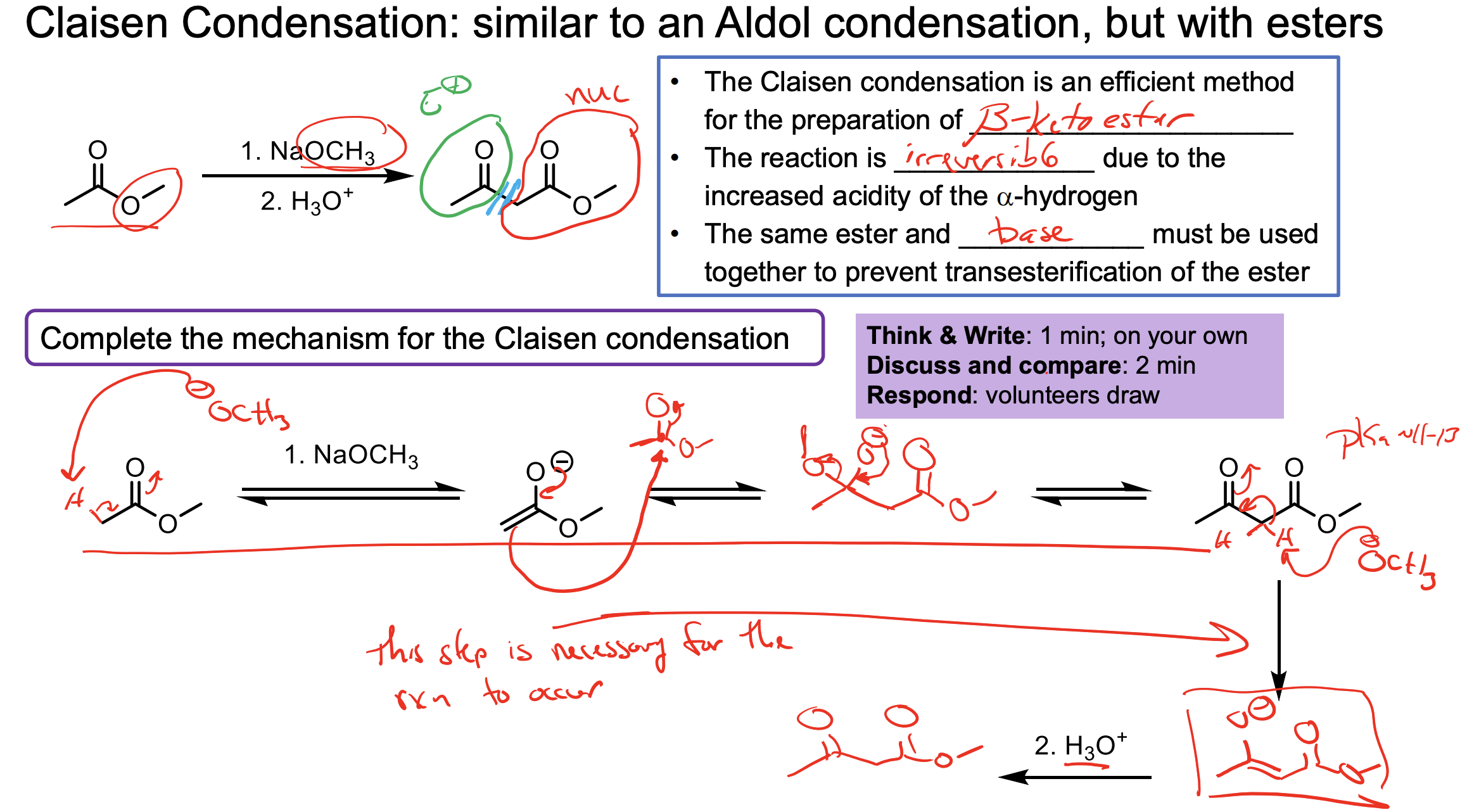 <ul><li><p>Don’t forget the step where you deprotonate to the enolate then add H3O+ to make it the product again.&nbsp;</p></li></ul><p></p>