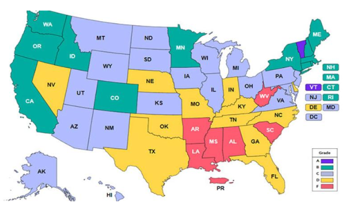 <p>US states in the southeast (Texas to Florida) have the worst IMR rates</p>