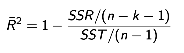 <p>R² automatically inflates artificially, R² bar (adj) penalizes irrelevant regressors </p>