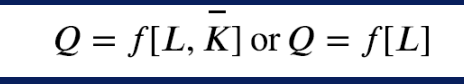 <ul><li><p>a mathematical expression explaining the engineering relationship btw inputs and outputs</p></li><li><p>answers q of how much output can the firm produce given different amounts of inputs</p><ul><li><p>factors of production categories</p><ul><li><p>natural resources (land and raw materials), labor, capital, and entrepreneurship</p></li></ul></li></ul></li><li><p>when by definition, capital is fixed in the short run, the fx becomes:</p><ul><li><p>eq indicates that since capital is fixed, the amount of output (e.g., trees cut down per day) depends only on the amount of labor employed (e.g., number of lumberjacks working)</p></li></ul></li></ul><p></p>
