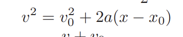<p>given x, x0, and v0 looking for v </p>