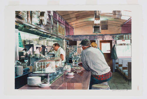 <p><span>What paint medium is Ralph Goings painting </span><em>Diner 10 A.M.</em><span>?</span></p>