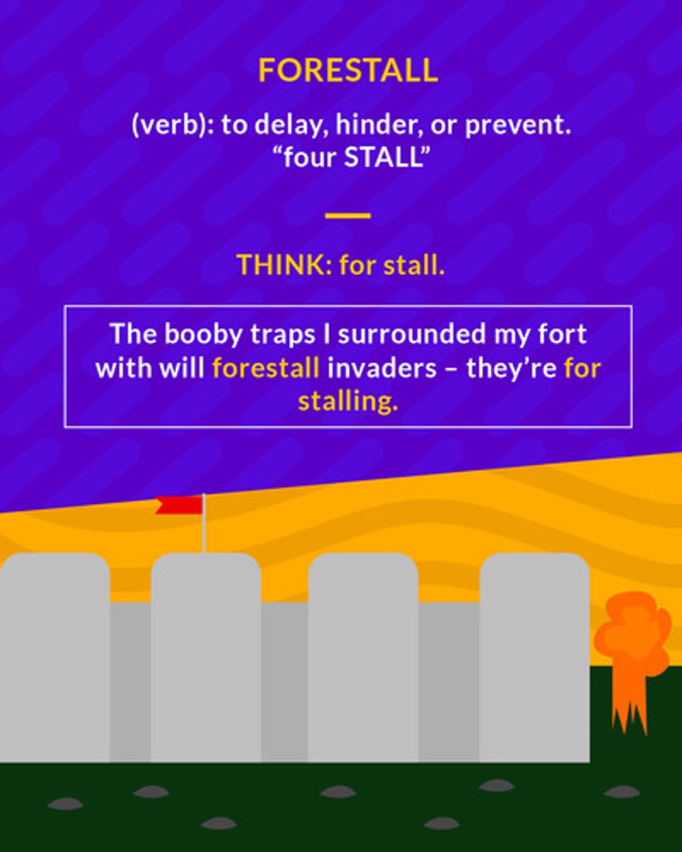 <p>(verb) to prevent; delay</p>