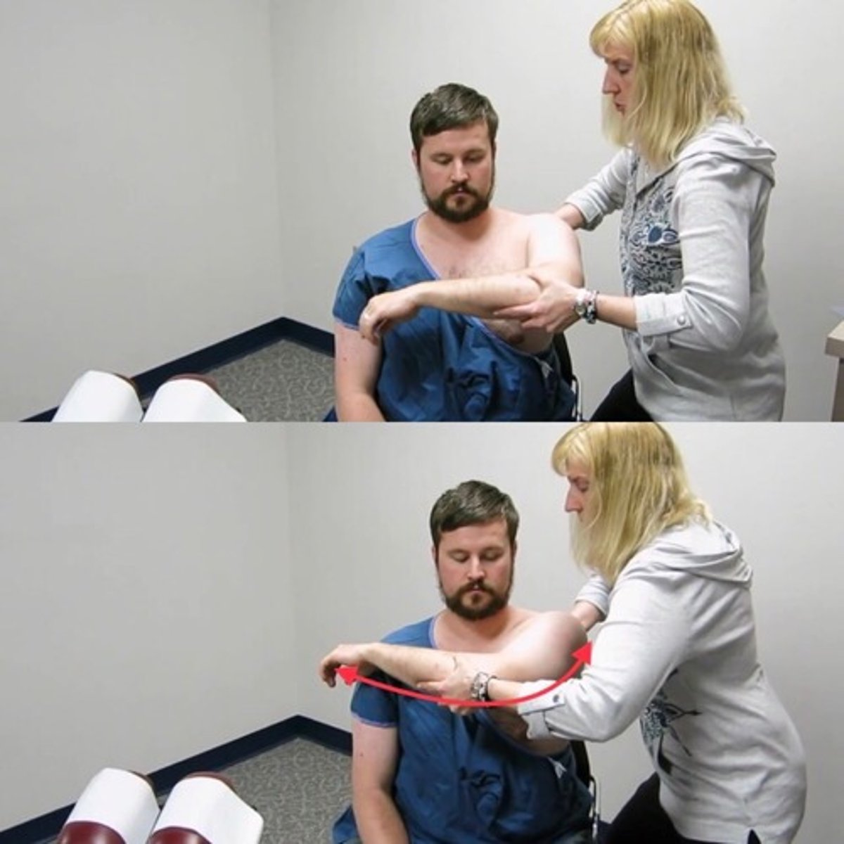 <p>- diagnosis: posterior shoulder instability</p><p>- how: arm &amp; elbow flexed 90º &amp; max internal rotation, adduct arm across body while applying axial load at elbow to push humerus in posterior direction</p><p>+ = posterior dislocation/subluxation (humeral head may be felt to "jerk" or "clunk" back into the joint as the arm is then horizontally abducted)</p>