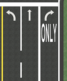 <p>Solid white lines with arrows</p>