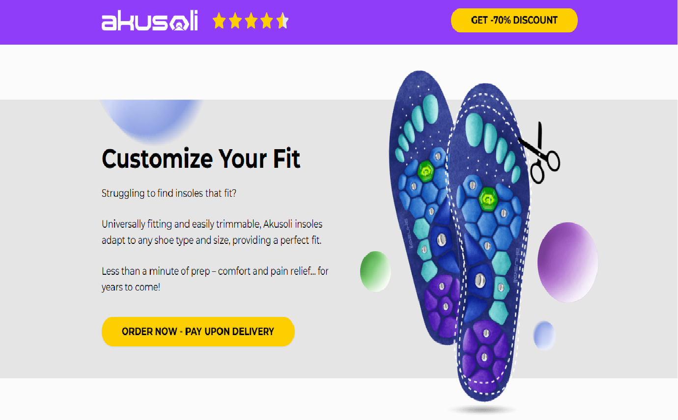 <p><strong>Akusoli Shoe Insoles </strong><span style="font-family: Calibri, &quot;sans-serif&quot;"><strong>Get Now!</strong></span></p>