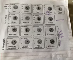 <ul><li><p><span>Baryons</span></p></li><li><p><span>Mesons</span></p></li><li><p><span>Leptons</span></p></li><li><p><span>Photons</span></p></li></ul><p></p>