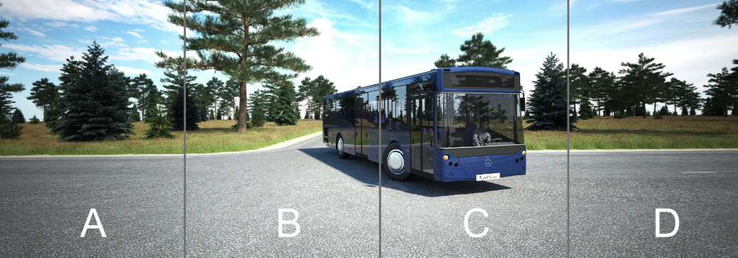 <p>Vid vänstersväng sker många olyckor på platser liknande den på bilden. I vilket område är det vanligast att uppmärksamheten brister?</p>