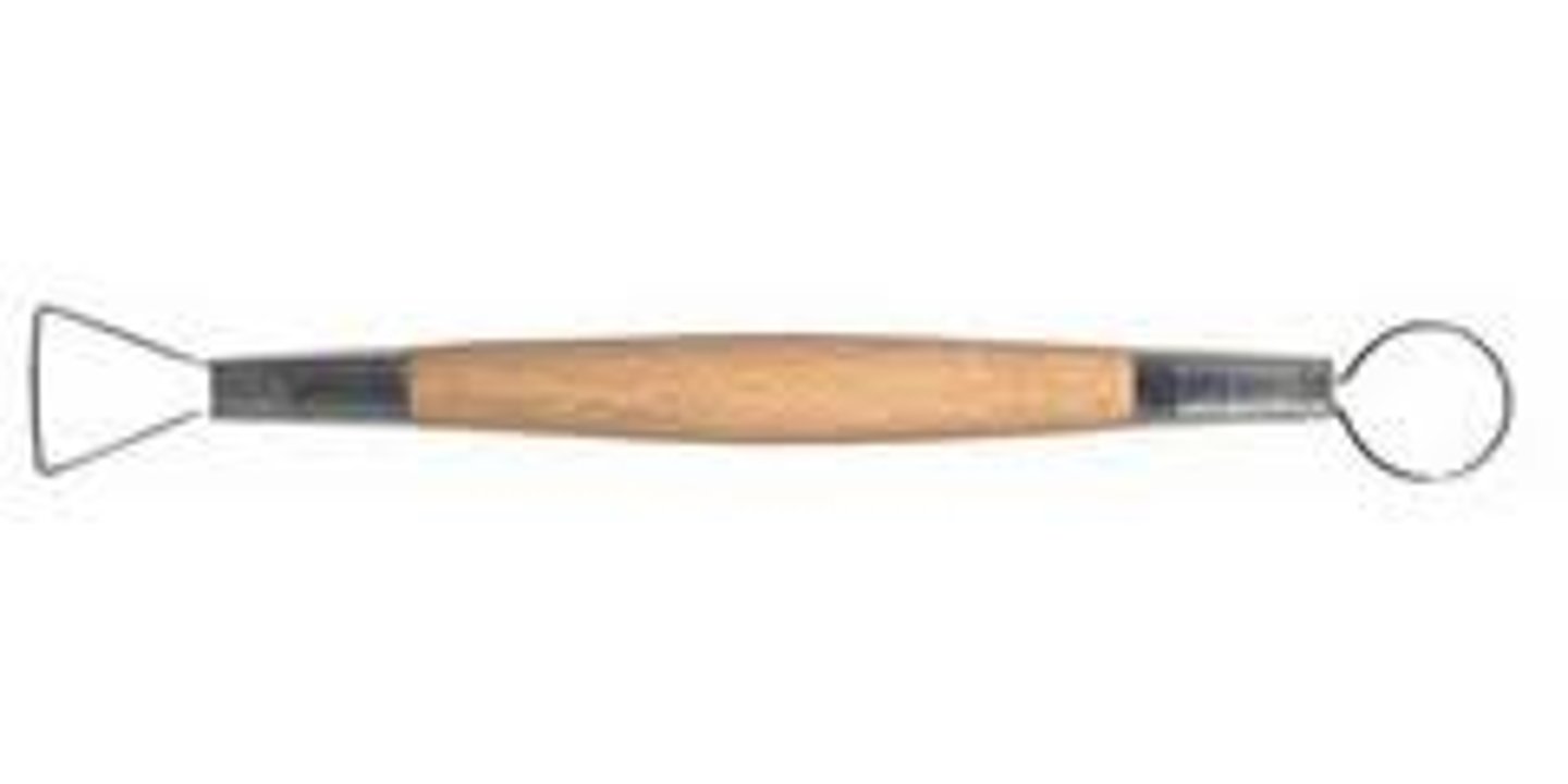<p>tool with square and looped metal ribbon ends for trimming and hollowing soft and leather hard clay.</p>