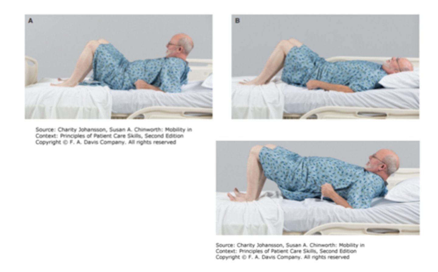 <p>bridge, pull trunk down towards foot of bed with feet as elbows dig into bed</p>
