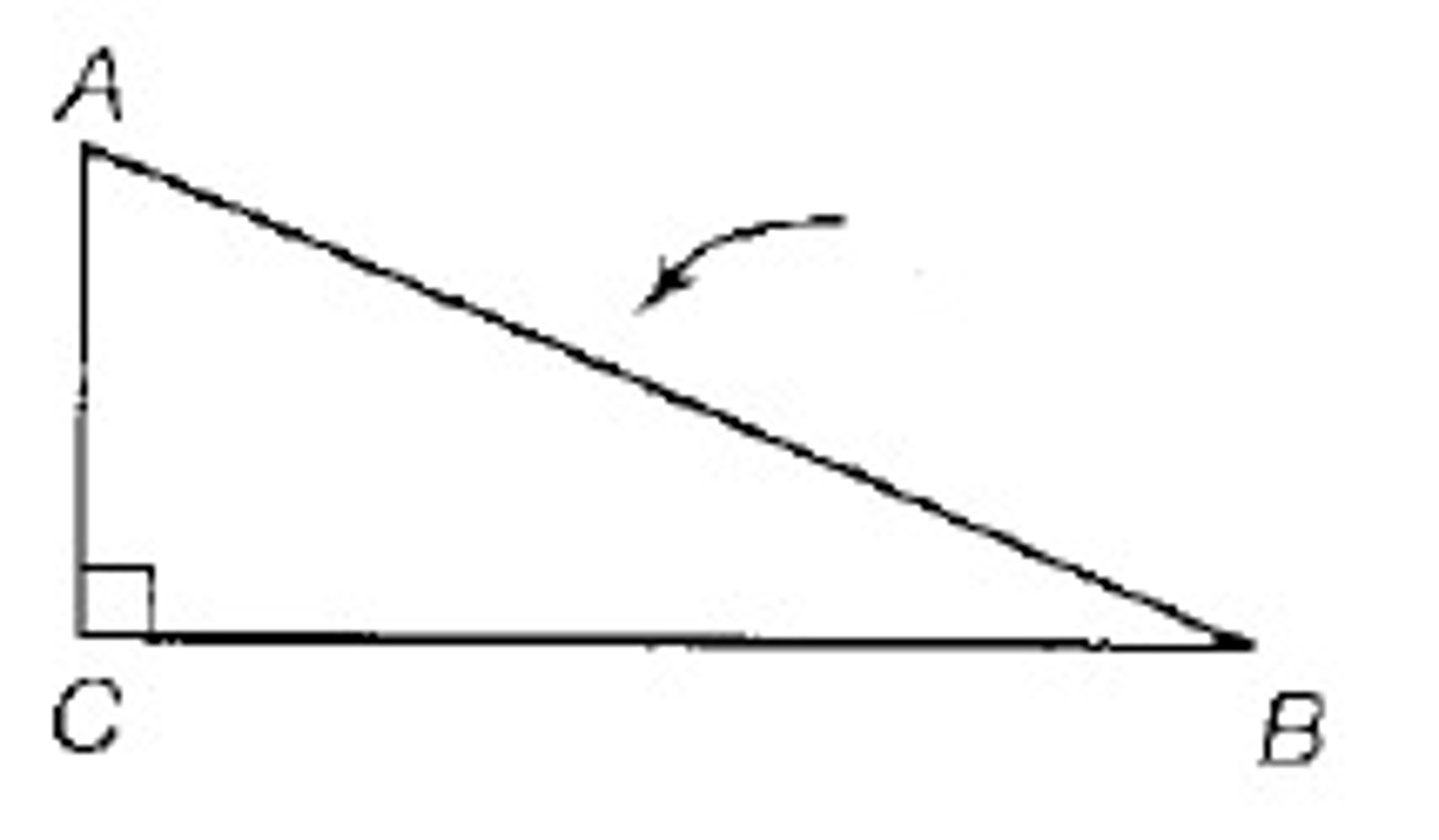 <p>the side of a right triangle thats opposite the 90 degree angle</p>