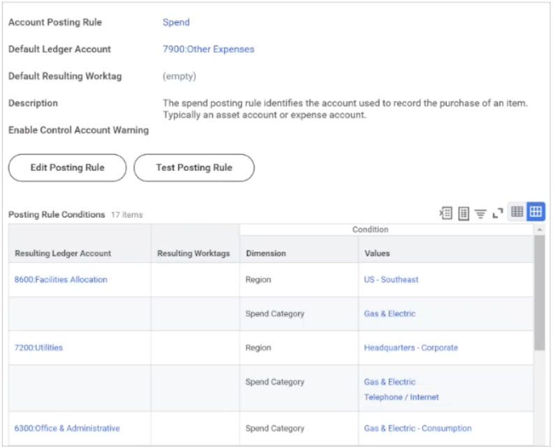 <p>Practice Quiz:</p><p></p><p>You create a monthly utility invoice for the US - West region using the spend category Gas &amp; Electric.</p><p>Based on the current Spend account posting rule configuration, where will this invoice’s journal  post?</p><p></p><p>A. 7900</p><p>B. 8600</p><p>C. 7200</p><p>D. 6300</p>