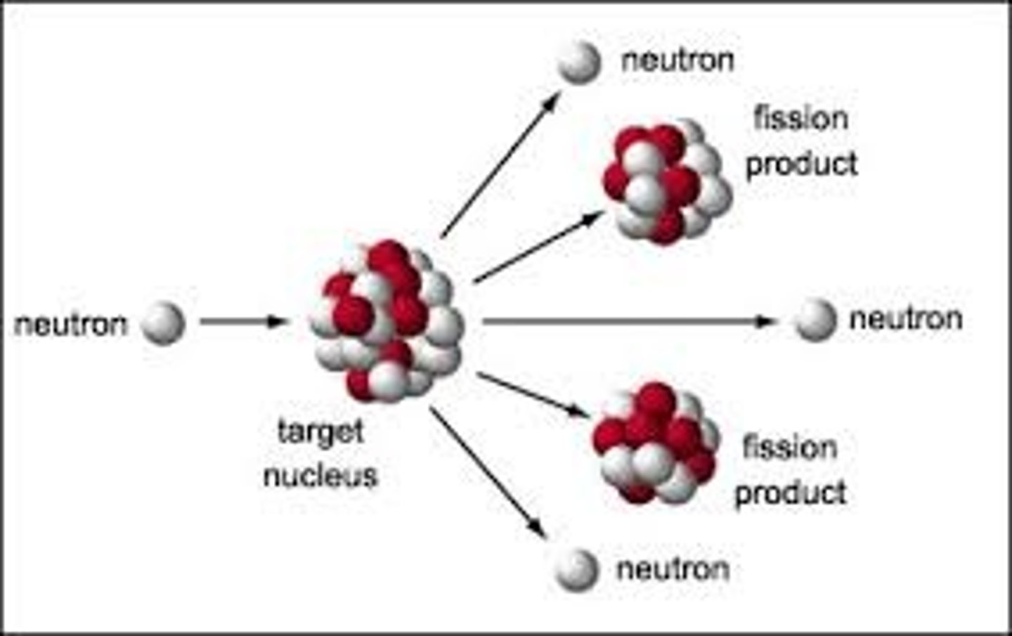 <p>1. split uranium by sending in an extra neutron</p><p>2. the splitting releases energy in the form of heat</p><p>3. heat is trapped in water which converts to steam</p>