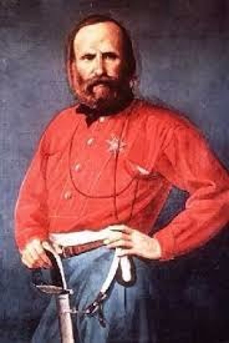 <p>(1807-82) An Italian radical, "super patriot", who emerged as a powerful independent force in Italian politics. He planned to liberate the Two Kingdoms of Sicily, Italy; helped unify southern Italy with the help of his Red Shirts</p>